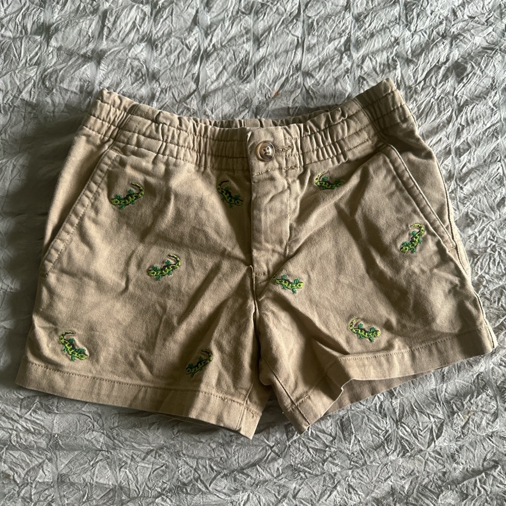 Polo Ralph Lauren Kids Tan Shorts with Green Embroidery